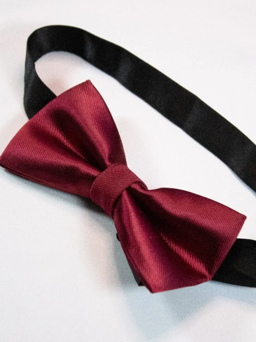 Boys Burgundy Satin Adjustable Bow Tie